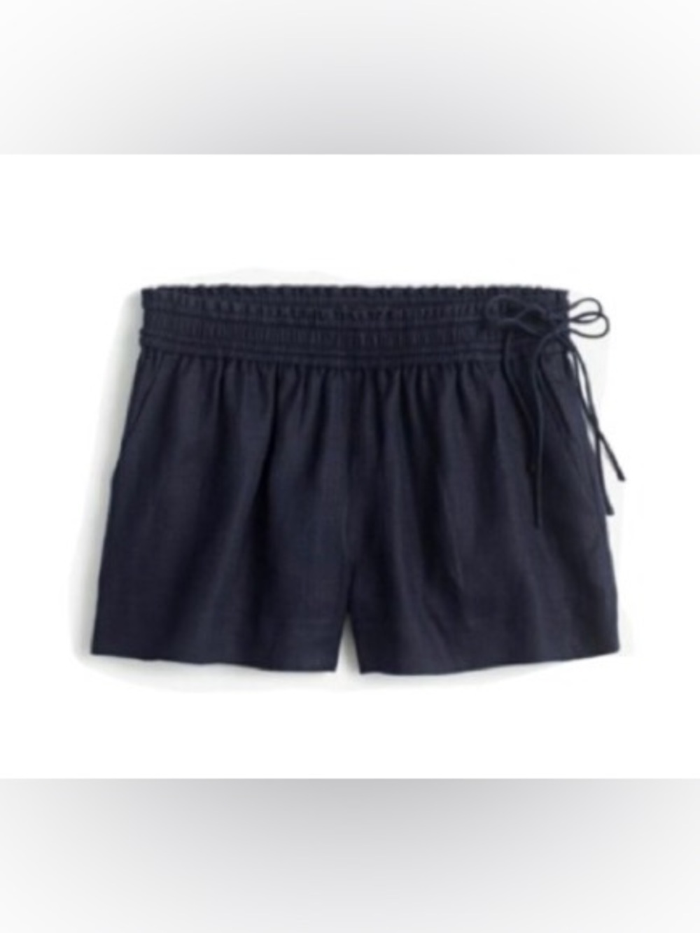 J. Crew Navy Smocked Linen Drawstring Shorts